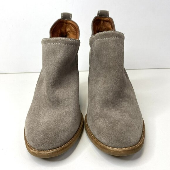 Jeffrey Campbell Ankle Booties Women Size 8 Suede Taupe Gray Boots Heel Pull On - Picture 2 of 9